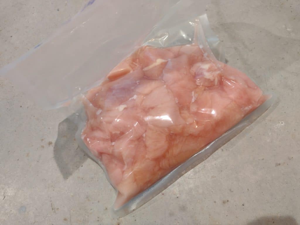 diced chicken chamber vacuum sealed