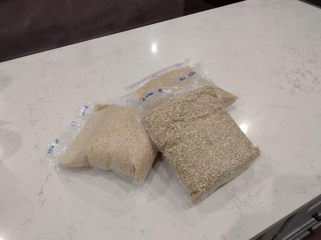 rice quinoa and buckwheat chamber vacuum sealed above view