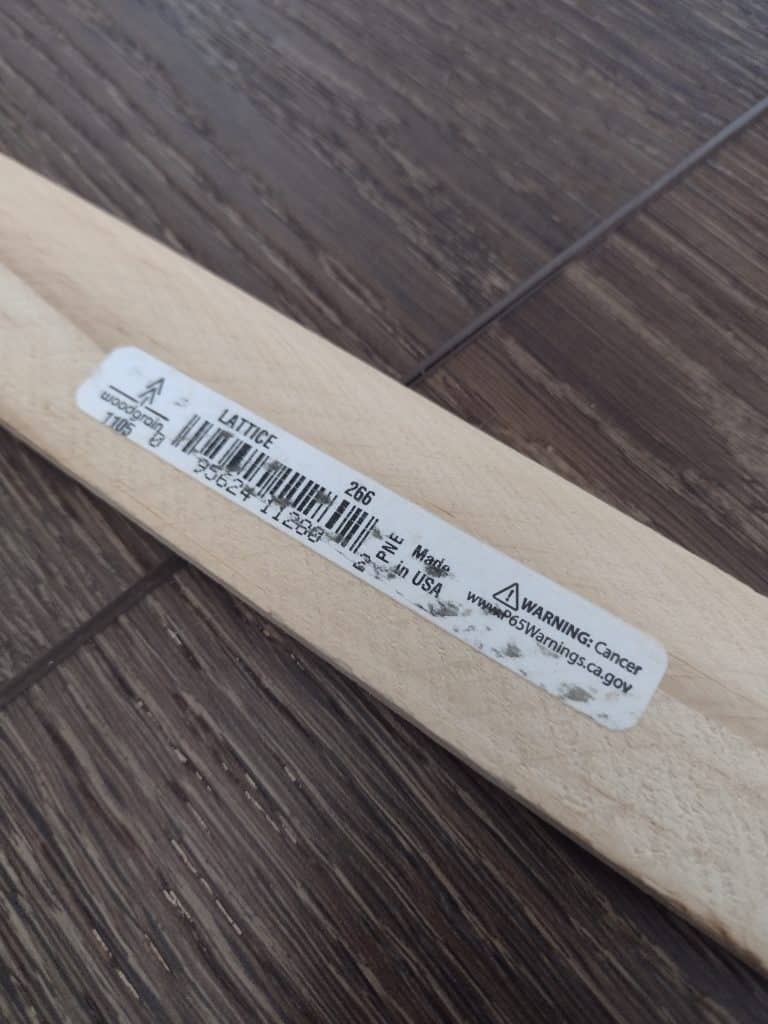 home depot lattice strip of wood with barcode