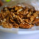 brown pecanson clear plastic container