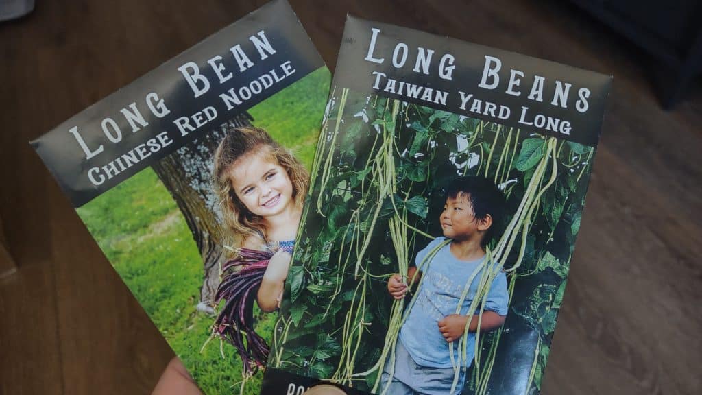yard-long beans seed packets for growing in zone 8b
